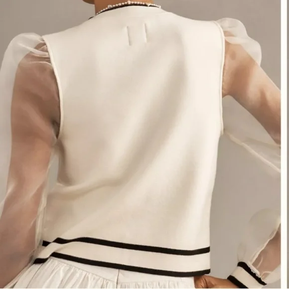 Maeve Organza-Sleeve Cardigan Sweater, at Anthropologie - Picture 8 of 8